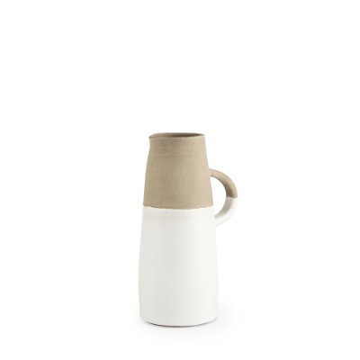 31058 - Garand Small 13H Two-Toned White Natural Ceramic Jug