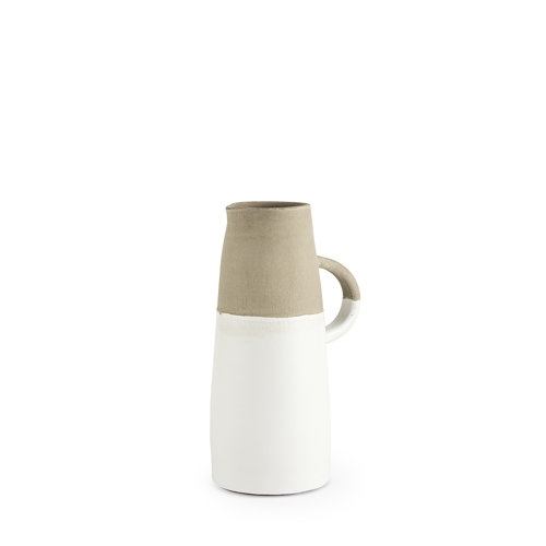 31058 - Garand Small 13H Two-Toned White Natural Ceramic Jug