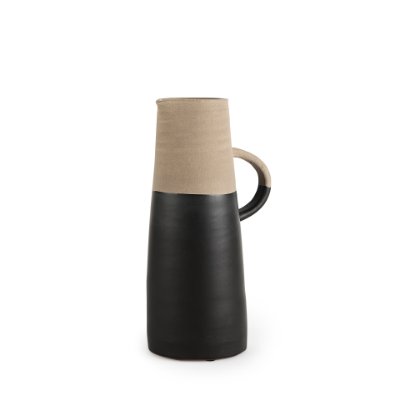 31062 - Garand Medium 15H Two-Toned Black/Natural Ceramic Jug