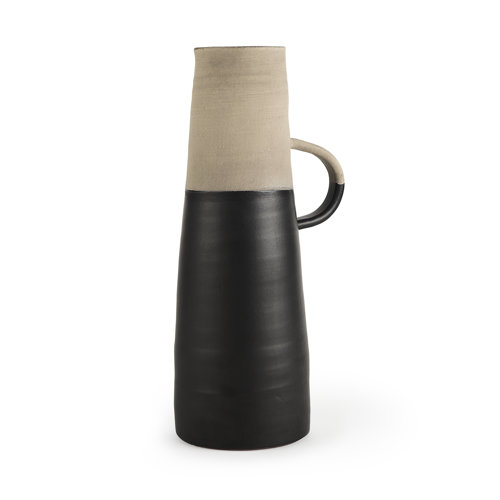 31063 - Garand Large 18.8H Two-Toned Black/Natural Ceramic Jug