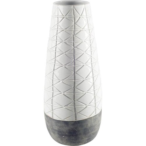 31065 - Harrier II Large Gray Ceramic Dark Base White Vase