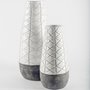 31065 - Harrier II Large Gray Ceramic Dark Base White Vase