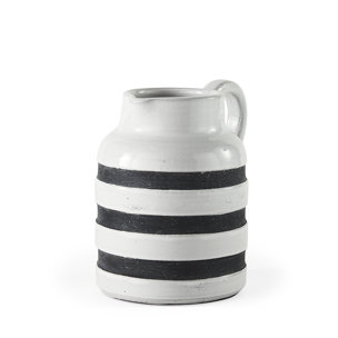 Harmon I Small White w/ Charcoal Stripes Ceramic Jug