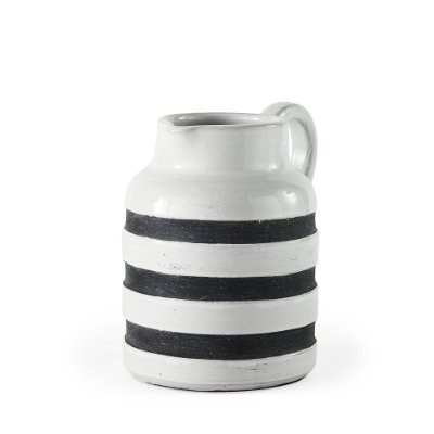 31066 - Harmon I Small White w/ Charcoal Stripes Ceramic Jug