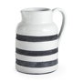 31067 - Harmon II  Large White w/ Charcoal Stripes Ceramic Jug