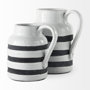 31067 - Harmon II  Large White w/ Charcoal Stripes Ceramic Jug