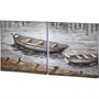 40596 - Creekside Diptych 80x40 Boats Original Hand Painted on Wood Oil Painting