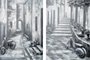 40747 - Memory Lanes Diptych Italian Laneway Original Hand Painted on Canvas Oil Painting