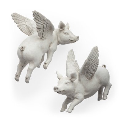 44201 - Hogbadi Set of 2 White Flying Pigs