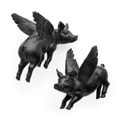 44202 - Hogbadi Set of 2 Black Flying Pigs