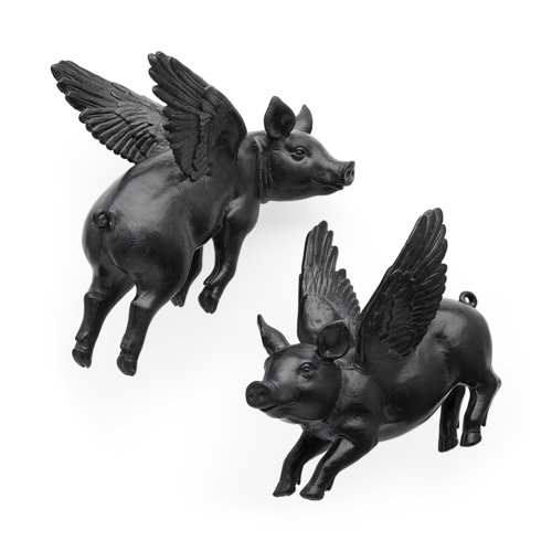 44202 - Hogbadi Set of 2 Black Flying Pigs