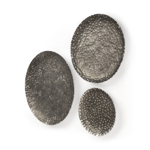 44251 - Lanx Set of 3 Decorative Black/Grey Metal Plates