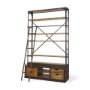 50031-AB - Brodie II Medium Brown Wood Black Ladder Four Shelf Shelving Unit 57L x 20.5W x94H