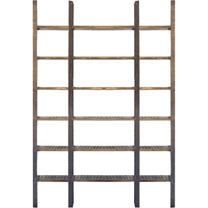 Taunton I 80L x  10.5W x 90H Brown Wood and Black Iron Six Shelving Unit