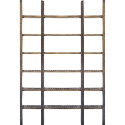 50242-AB - Taunton I 80L x  10.5W x 90H Brown Wood and Black Iron Six Shelving Unit