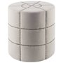 50271 - Beacon 20.5"H Cream Fabric w/ Metal Tacks Round Ottoman