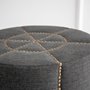 50272 - Beacon 20.5"H Gray Fabric w/ Metal Tacks Round Ottoman