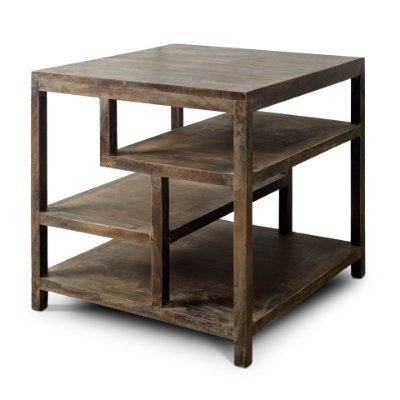 50287 - Wright II 22" x 21.9" Square Top Medium Brown Wooden Multi-Shelf End/Side Table
