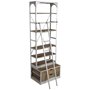 50324-AB - Brodie III 32L x 22W x 94H  Medium Brown Wood Silver Accent Four Shelf Shelving Unit