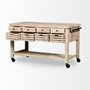 50349 - Columbia 62L x 28W x 36H I Light Brown Body w/ Black Iron Knobs Rolling Kitchen Island 