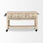 50349 - Columbia 62L x 28W x 36H I Light Brown Body w/ Black Iron Knobs Rolling Kitchen Island 