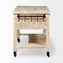 50349 - Columbia 62L x 28W x 36H I Light Brown Body w/ Black Iron Knobs Rolling Kitchen Island 