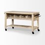 50349 - Columbia 62L x 28W x 36H I Light Brown Body w/ Black Iron Knobs Rolling Kitchen Island 