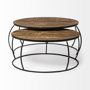 50350 - Clapp I Set of 2 (41" & 38") Round Brown Wood Top Black Iron Base Nesting Coffee Tables