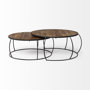 50350 - Clapp I Set of 2 (41" & 38") Round Brown Wood Top Black Iron Base Nesting Coffee Tables