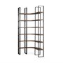 50366-AB - Turner II 37L x 10.5W x 90H Curved Dark Brown Wood And Black Iron Six Shelving Unit