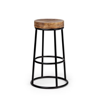 50467 - Flynn 26.25" Seat Height Brown Wood Seat Black Metal Frame Stool