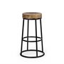 50467 - Flynn 26.25" Seat Height Brown Wood Seat Black Metal Frame Stool
