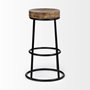 50467 - Flynn 26.25" Seat Height Brown Wood Seat Black Metal Frame Stool