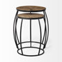 50472 - Clapp III (Set of 2) 20L x 20W Brown Round Wood Top W/ Black Metal Frame Nesting Accent Tables 