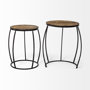 50472 - Clapp III (Set of 2) 20L x 20W Brown Round Wood Top W/ Black Metal Frame Nesting Accent Tables 