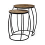 50473 - Clapp IV (Set of 2) 20L x 20W Brown Round Wood Top W/ Black Iron Frame Nesting Accent Tables