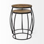 50473 - Clapp IV (Set of 2) 20L x 20W Brown Round Wood Top W/ Black Iron Frame Nesting Accent Tables