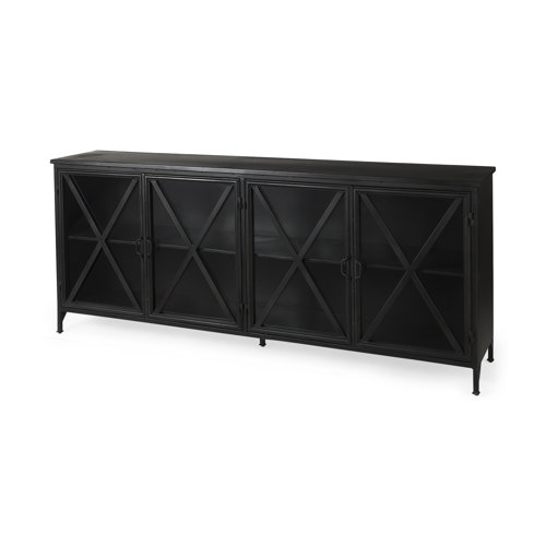 50524 - Poppy I 79x16 Black Metal With  Glass Door Sideboard