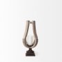 53142 - Brillion Small Rustic Wood Metal Table Candle Holder 
