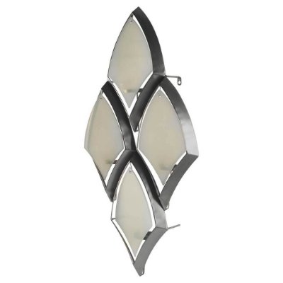 53323 - Tarmac II Collection of 4 Silver Metal Frame w/Frosted Glass Shade Wall Candle Holder