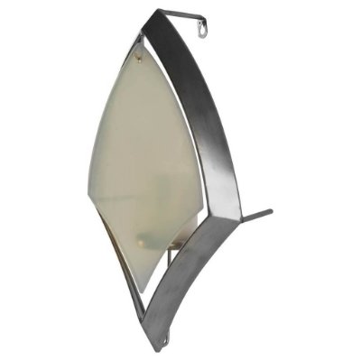 53326 - Tarquin II Silver Metal Frame w/Frosted Glass Shade Wall Candle Holder