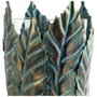 53333 - Pana I Small Green/Gold Metal Leaf Table Candle Holder