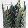 53334 - Pana II Large Green/Gold Metal Leaf Table Candle Holder 