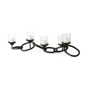 Quito Black Metal Chain-Link Five Candle Table Candle Holder 