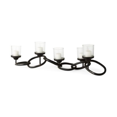 53337 - Quito Black Metal Chain-Link Five Candle Table Candle Holder 