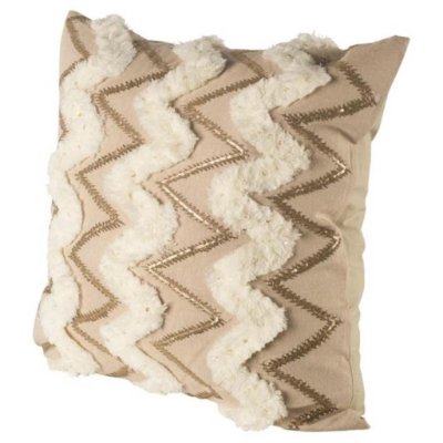 56020 - Duston II 22x22 Tan and White Zig Zag Pillow Cover 