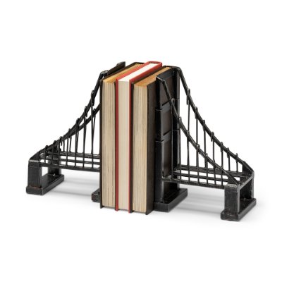 57157 - Suspension Set of 2 19L x 4W Brown Wrought Iron Suspension Bridge Bookends