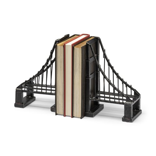 57157 - Suspension Set of 2 19L x 4W Brown Wrought Iron Suspension Bridge Bookends