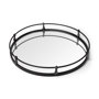 57237 - Kimbel 24L x 24W Black Metal Mirrored Base Round Tray