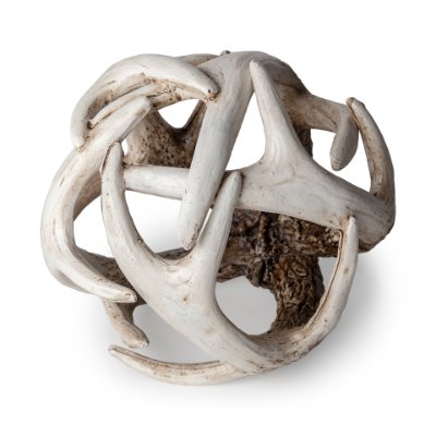57800 - Ramus I (Small) 5L x 5W Brown Antler Shaped Decorative Resin Orb Ball